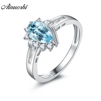 AINUOSHI Natural Blue Topaz Water Drop Ring 925 Sterling Silver Ring Jewelry 1ct Pear Cut Gemstone Women Engagement Wedding Ring
AINUOSHI Natural Blue Topaz Water Drop Ring 925 Sterling Silver Ring Jewelry 1ct Pear Cut Gemstone Women Engagement Wedding Ring
