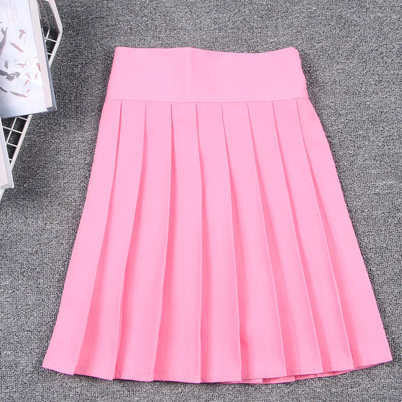Японская Милая плиссированная юбка для косплея школьная однотонная мини с