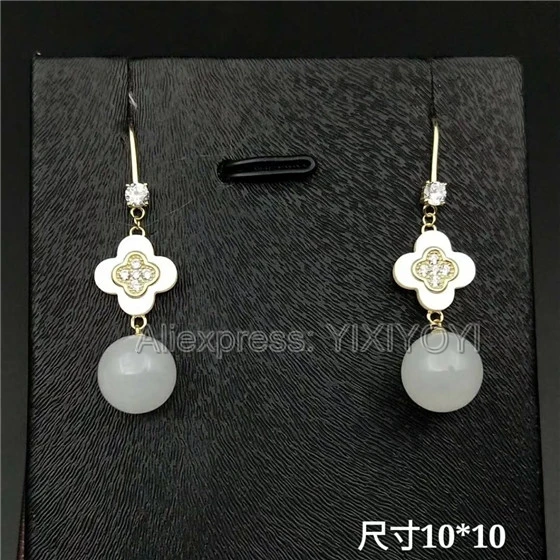 Beautiful 925 Sterling Silver 10mm Round White HeTian Jade Beads Flower Dangle Lucky Ear Earrings Girl's Charm Gift Jewelry
Beautiful 925 Sterling Silver 10mm Round White HeTian Jade Beads Flower Dangle Lucky Ear Earrings Girl's Charm Gift Jewelry