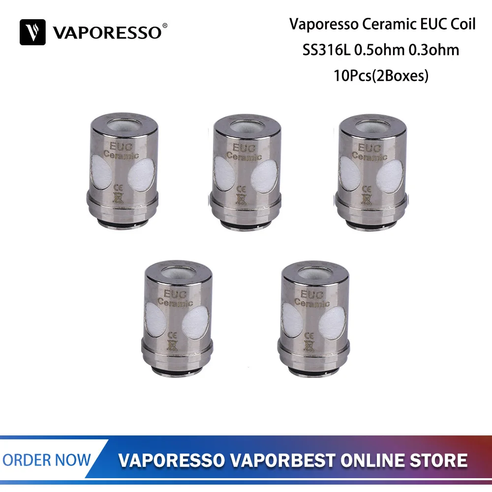 10pcs Original Vaporesso Ceramic EUC Coil SS316L 0.5ohm 0.3ohm ECO Universal coil vape for Estoc/Target Pro/ORC/Gemini Tank
10pcs Original Vaporesso Ceramic EUC Coil SS316L 0.5ohm 0.3ohm ECO Universal coil vape for Estoc/Target Pro/ORC/Gemini Tank