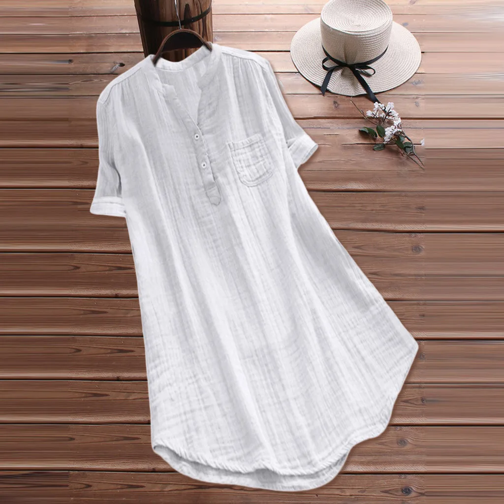 Womens Tops And Blouses Tunic Button Pocket Short Sleeve Long Blouse Korean Summer V Neck Ladies Tops For Women Clothes 2019
Womens Tops And Blouses Tunic Button Pocket Short Sleeve Long Blouse Korean Summer V Neck Ladies Tops For Women Clothes 2019