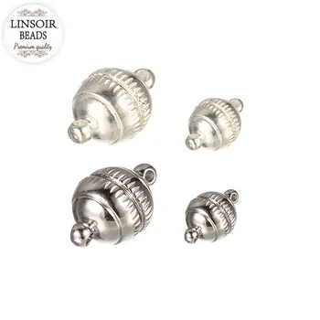 LINSOIR 10pcs/lot Rhodium/Silver Color Strong Magnetic Clasps fit Necklace Dia 8mm/10mm End Caps Clasps For Jewelry Making F843
LINSOIR 10pcs/lot Rhodium/Silver Color Strong Magnetic Clasps fit Necklace Dia 8mm/10mm End Caps Clasps For Jewelry Making F843