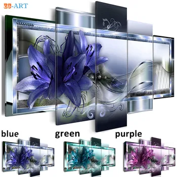 Blue Green Purple Lilies Blossom Prints Canvas Painting 5 Pieces Flowers Poster Modern Bling Wall Art for Bedroom Home Decor
Blue Green Purple Lilies Blossom Prints Canvas Painting 5 Pieces Flowers Poster Modern Bling Wall Art for Bedroom Home Decor