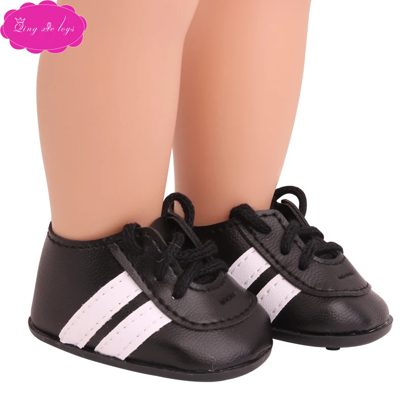 18 дюймов с круглым вырезом для девочек Футбол обувь черные кроссовки пеший