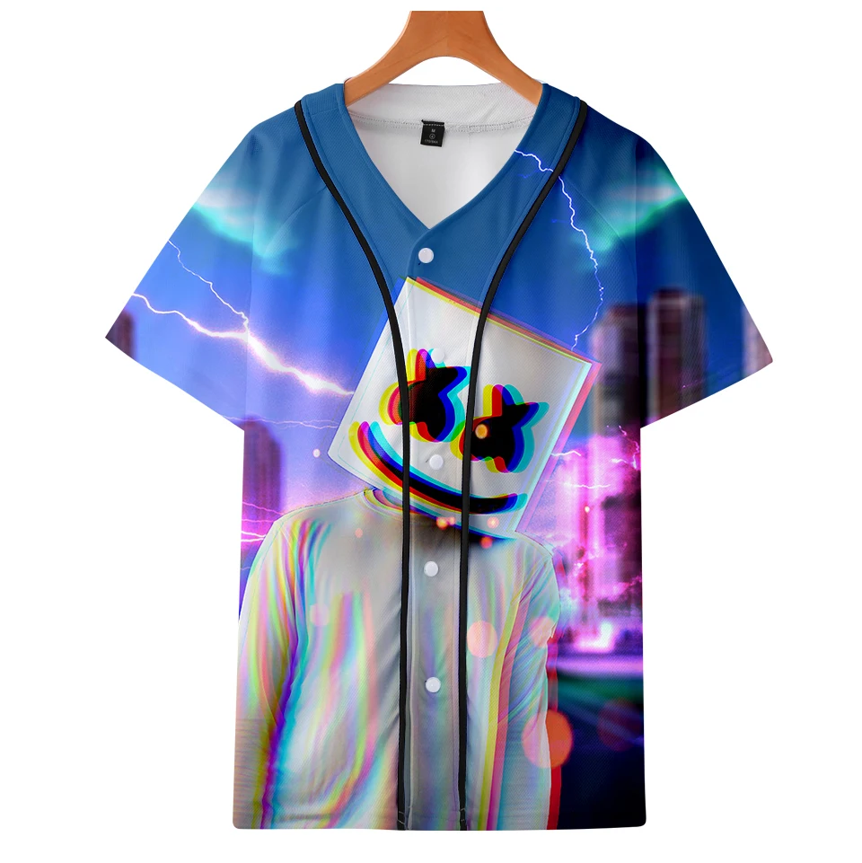 Electronic music marshmello 2019 new 3D print Short sleeve baseball uniform Men/Women summer Casual Harajuku jacket Clothes
Electronic music marshmello 2019 new 3D print Short sleeve baseball uniform Men/Women summer Casual Harajuku jacket Clothes