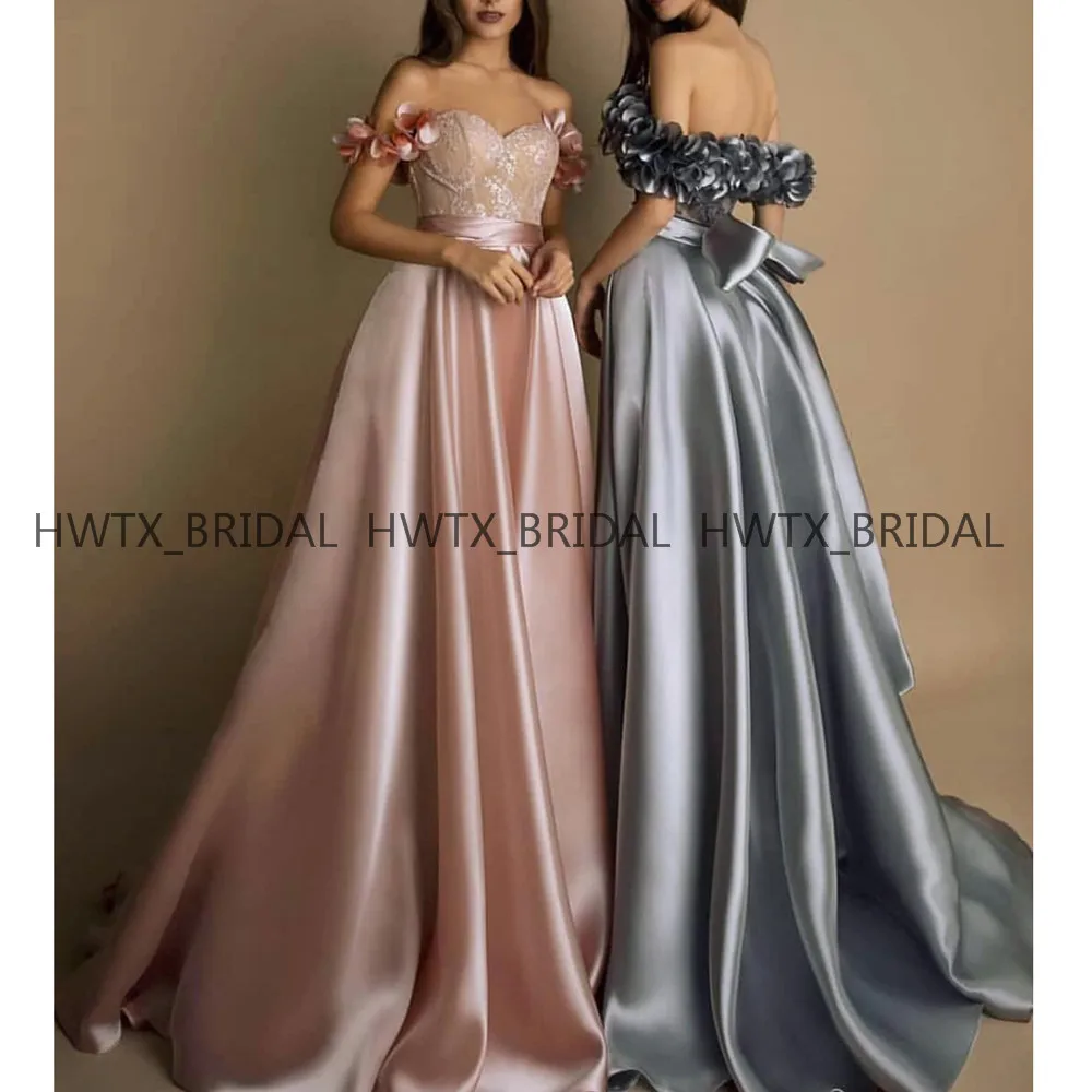 2019 Rose Gold Evening Dress Robe de soiree 3D Flowers Off The Shoulder Long Silver Gray Satin Formal Gown Vestidos de fiesta
2019 Rose Gold Evening Dress Robe de soiree 3D Flowers Off The Shoulder Long Silver Gray Satin Formal Gown Vestidos de fiesta