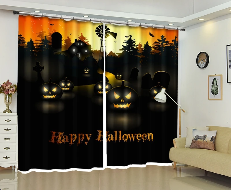 Halloween personalized pumpkin light 3D effect blackout curtain personality curtain
Halloween personalized pumpkin light 3D effect blackout curtain personality curtain