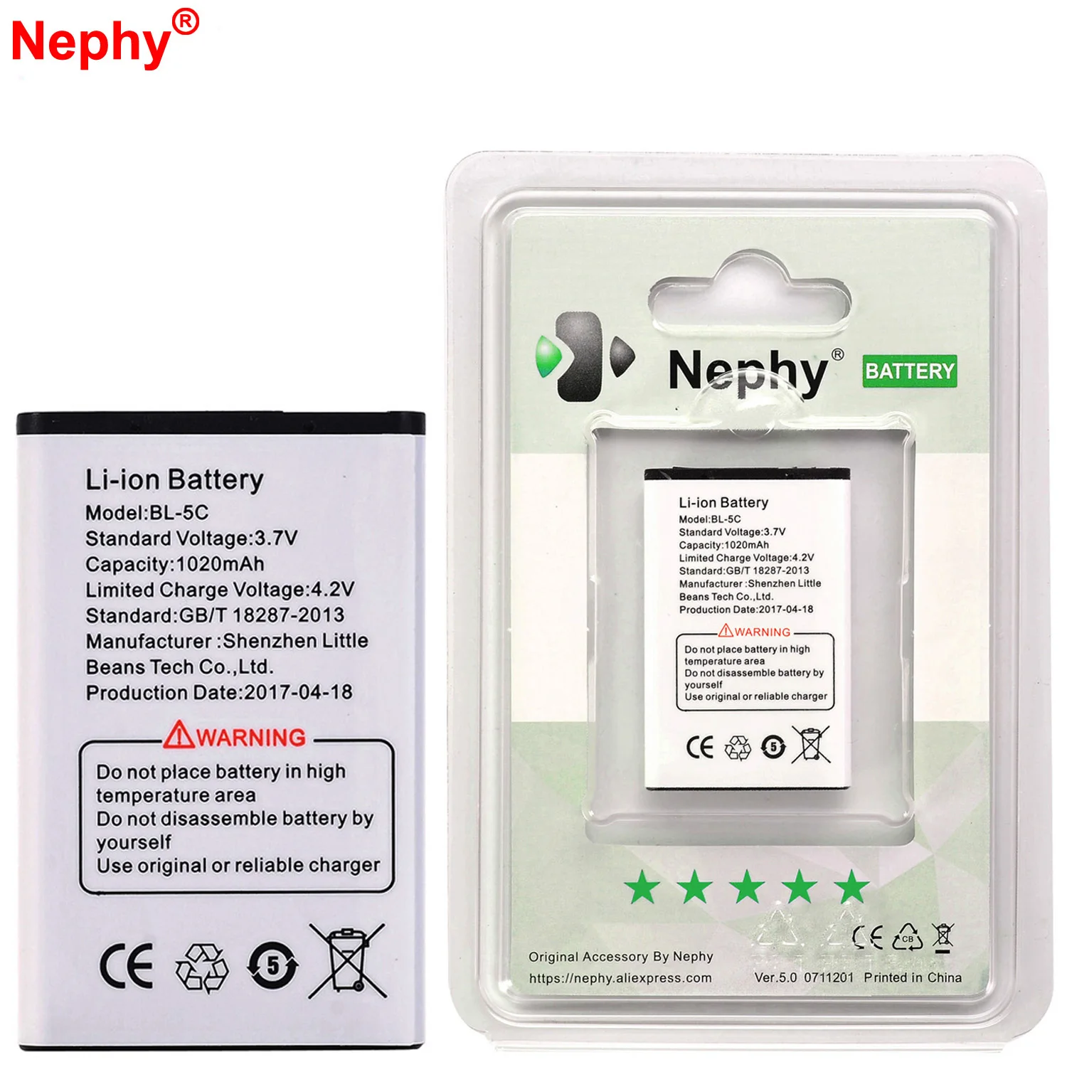 2018 Original Nephy Battery BL-5C For Nokia 3110 Evolve 3555 3610a 3610f 3650 6085 6086 6130i 6230i 6330 6555 6681 6820 1020mAh
2018 Original Nephy Battery BL-5C For Nokia 3110 Evolve 3555 3610a 3610f 3650 6085 6086 6130i 6230i 6330 6555 6681 6820 1020mAh