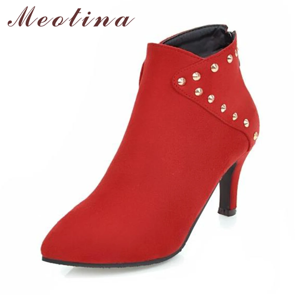Meotina Ankle Boots Women Winter High Heels Female Rivet Pointed Toe Spike Heels Autumn Boots 2018 Zipper Large Size 33-43 40
Meotina Ankle Boots Women Winter High Heels Female Rivet Pointed Toe Spike Heels Autumn Boots 2018 Zipper Large Size 33-43 40