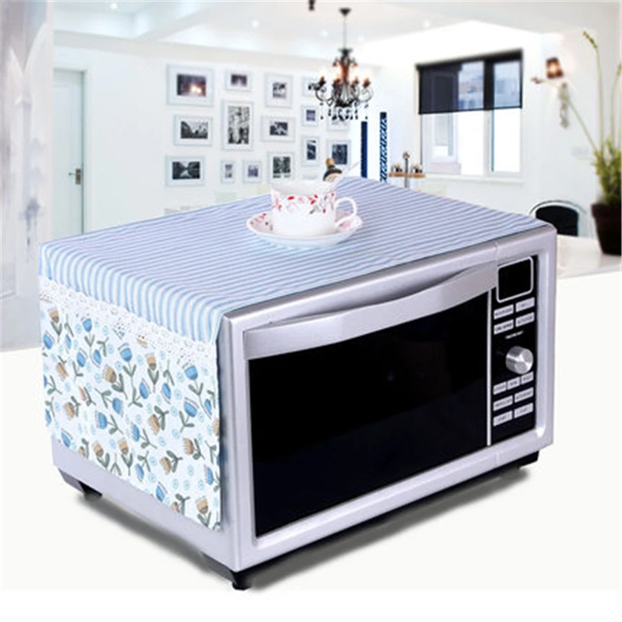 Image Small Waterproof Microwave Oven Cover Non Woven Decoration Suporte Para Microondas Gadgets Kitchen Pocket Microwave Cover CCEX97