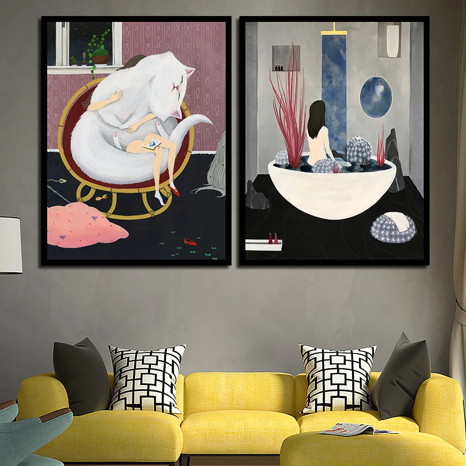 Living Room Bedroom Bedside Home Decor Cartoon Girl And Cat Nordic Watercolor Canvas Painting Print HD Picture Poster Wall Art
Living Room Bedroom Bedside Home Decor Cartoon Girl And Cat Nordic Watercolor Canvas Painting Print HD Picture Poster Wall Art