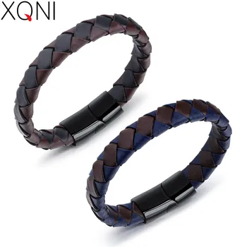 XQNI Handmade Braided Leather Bracelets For Cool Men Black & Blue Mixed Color Magnet Button Male Wrap Friendship Jewelry
XQNI Handmade Braided Leather Bracelets For Cool Men Black & Blue Mixed Color Magnet Button Male Wrap Friendship Jewelry