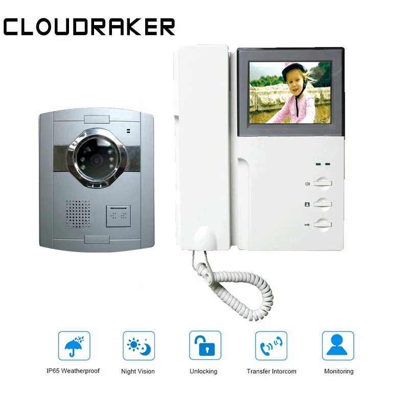 CLOUDRAKER Wired Video Intercom 1x 4.3'' Monitor with 1x Video Door Phone Camera IR Night Vision Unlock
CLOUDRAKER Wired Video Intercom 1x 4.3'' Monitor with 1x Video Door Phone Camera IR Night Vision Unlock