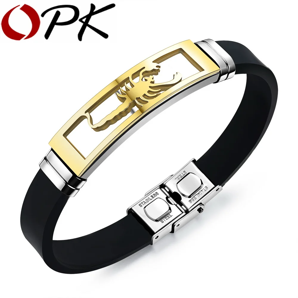 OPK Silicone Man Bracelets Fashion Stainless Steel Scorpion Design Length Adjustable Cool Men Jewelry Bangles PH1085
OPK Silicone Man Bracelets Fashion Stainless Steel Scorpion Design Length Adjustable Cool Men Jewelry Bangles PH1085