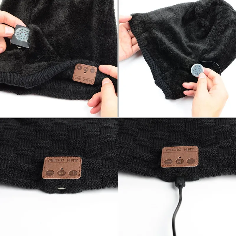 Winter Warm Bluetooth Headset Hat Smart Wireless Earphone Headphone with Mic Speaker Cap Fashion Outdoor Sport Stereo Music Hat