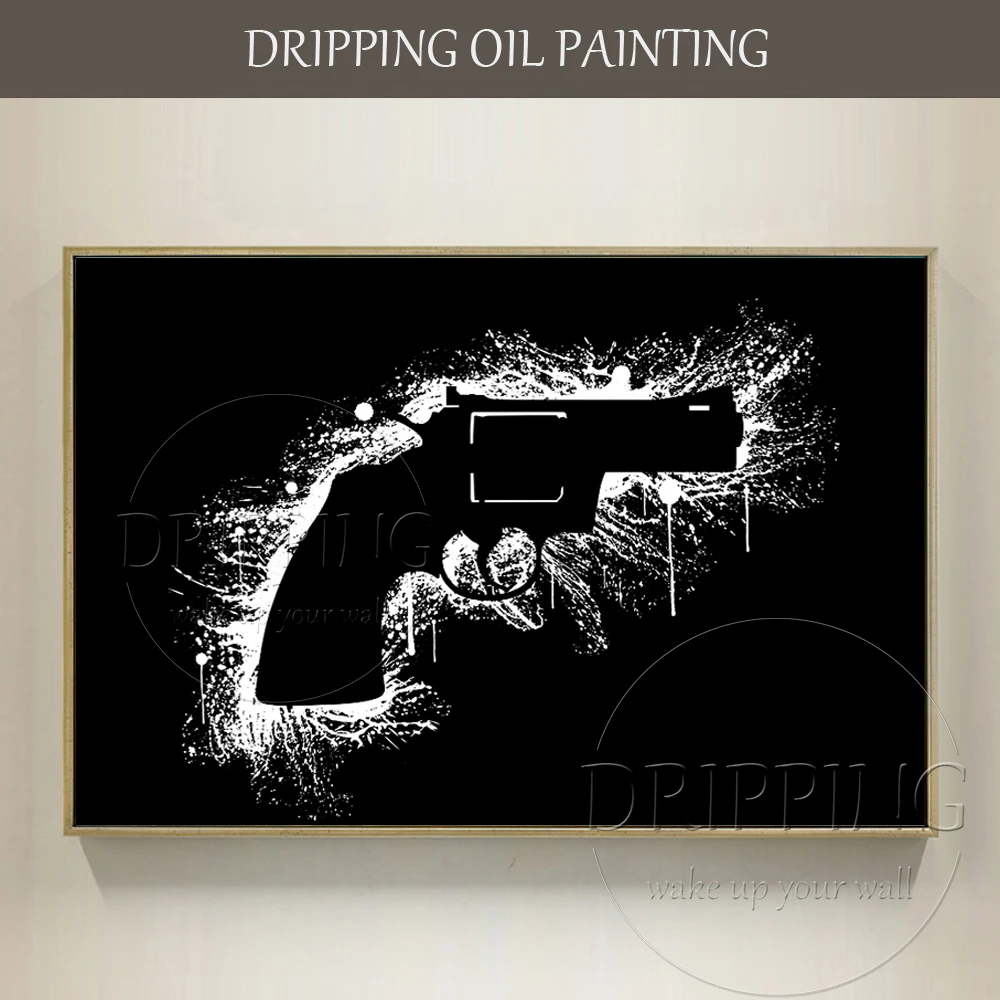 Modern Wall Decor Pistol Oil Painting for Home Decoration Handmade Modern Black Gun Oil Painting Abstract Wall Decor Gun Picture
Modern Wall Decor Pistol Oil Painting for Home Decoration Handmade Modern Black Gun Oil Painting Abstract Wall Decor Gun Picture