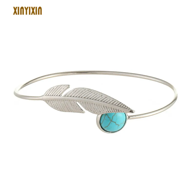 Silver Cuff Bangle for Women Retro Blue Nature Stone Feather Opening Bracelet Gold Charm Bangle Fashion Jewelry 2019 Friend Gift
Silver Cuff Bangle for Women Retro Blue Nature Stone Feather Opening Bracelet Gold Charm Bangle Fashion Jewelry 2019 Friend Gift