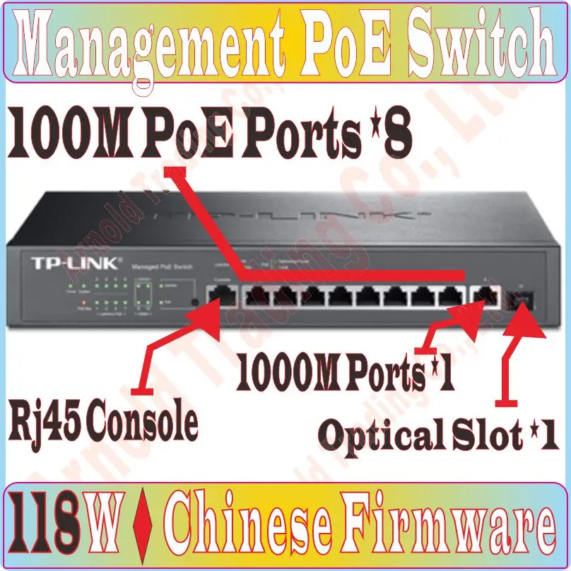 

Chin-Firmware, 11 ports POE 100Mbps Switch with 118Watt 8 POE ports Management, Supply Power to Camera AP etc, With 1*SFP Port