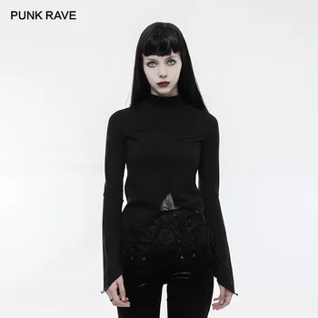 PUNK RAVE Women's Irregular Hollow-out Hem Long Sleeve Eyelash Lace T Shirt Gothic Daily Fashion Casual Women T-shirt Tops
PUNK RAVE Women's Irregular Hollow-out Hem Long Sleeve Eyelash Lace T Shirt Gothic Daily Fashion Casual Women T-shirt Tops