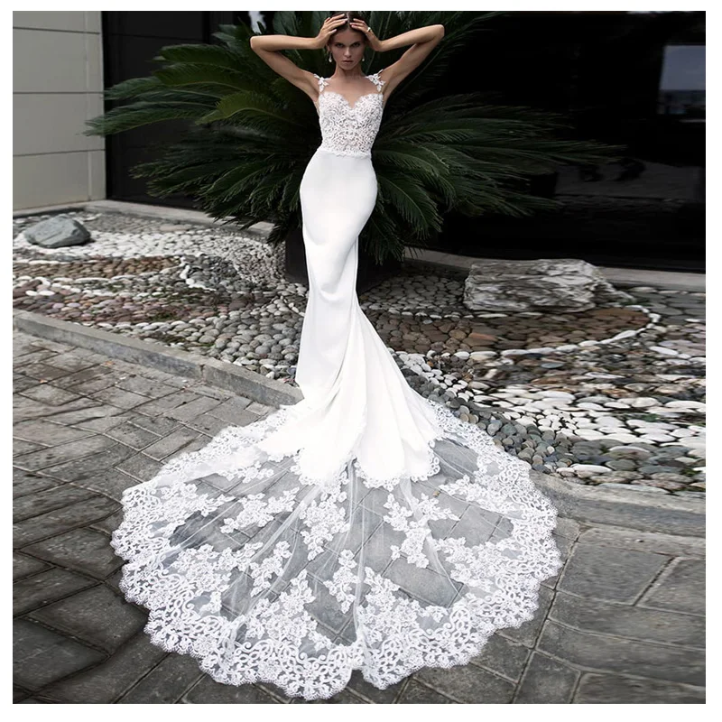 Beach Wedding Dress Vintage Sheer Mesh Sexy Bridal Gown Appliques Mermaid Vestido de Novia Court Train Bride Dress
Beach Wedding Dress Vintage Sheer Mesh Sexy Bridal Gown Appliques Mermaid Vestido de Novia Court Train Bride Dress