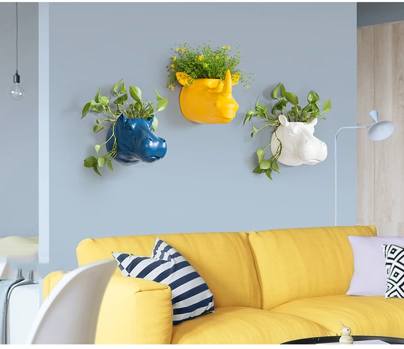 Creative resin rhinoceros hippo animal head wall decoration wall hanging hydroponic plant vase home decoration wall hanging
Creative resin rhinoceros hippo animal head wall decoration wall hanging hydroponic plant vase home decoration wall hanging