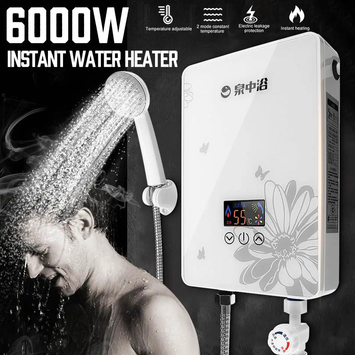 6000W Electric Water Heater Instant Heating Faucet LED Display Electric Hot Water Heater Leakage Protection Shower Home Kitchen
6000W Electric Water Heater Instant Heating Faucet LED Display Electric Hot Water Heater Leakage Protection Shower Home Kitchen