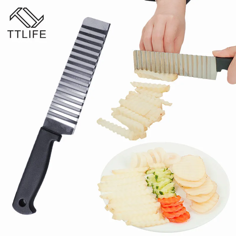 TTLIFE 1PC Potato French FryVegetable Cutter Knives Stainless Steel Kitchen Tool Wave Knife Chopper Serrated Blade Carrot Slicer
TTLIFE 1PC Potato French FryVegetable Cutter Knives Stainless Steel Kitchen Tool Wave Knife Chopper Serrated Blade Carrot Slicer