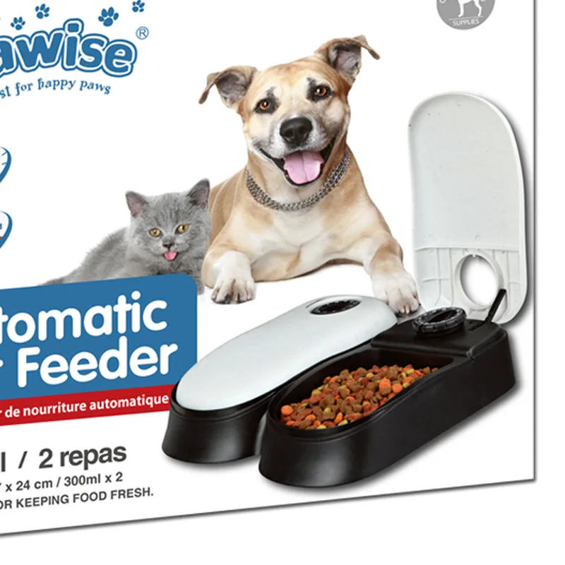 48 Hours Auto Pet Food Dispenser Timer Cat Feeder Dog Bowl Can for Wet Food 300mlx2
48 Hours Auto Pet Food Dispenser Timer Cat Feeder Dog Bowl Can for Wet Food 300mlx2