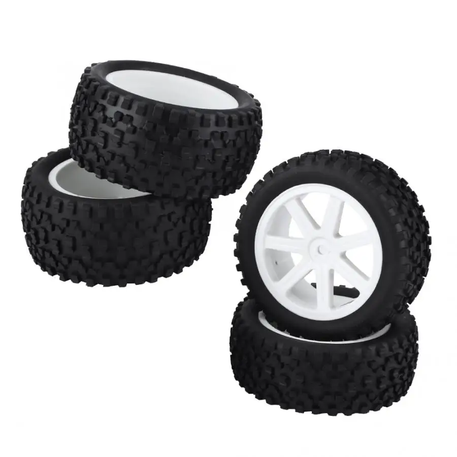 

4pcs 1/10 RC Truck Rubber Tire Wheel Tyre Alloy Wheel Rims Replacement Tire for ZD Racing Buggy Crawler Car RC Model Parts