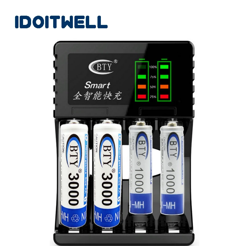 Ni-Mh NI-CD AAA AA Battery Charger 2.4V Nimh Rechargeable Battery fast Charger 4 Slots aa aaa battery charger with LED Display
Ni-Mh NI-CD AAA AA Battery Charger 2.4V Nimh Rechargeable Battery fast Charger 4 Slots aa aaa battery charger with LED Display