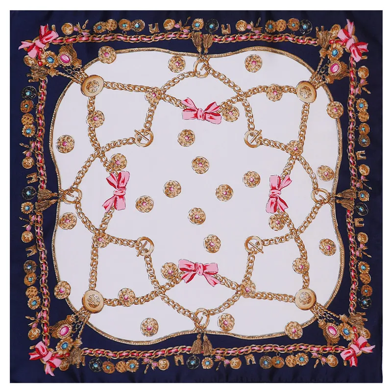 POBING 100% Silk Scarf Woman Chain Pattern Small Square Scarves Luxury Bandanas Small Hijab Foulards Lady Tie Headband 53x53CM
POBING 100% Silk Scarf Woman Chain Pattern Small Square Scarves Luxury Bandanas Small Hijab Foulards Lady Tie Headband 53x53CM