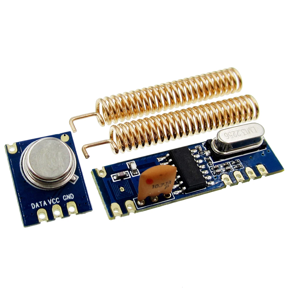 433MHz ASK RF Module kit (RF transmitter STX882+ RF receiver SRX882)+2 pcs nickel-plated spring antenna
433MHz ASK RF Module kit (RF transmitter STX882+ RF receiver SRX882)+2 pcs nickel-plated spring antenna