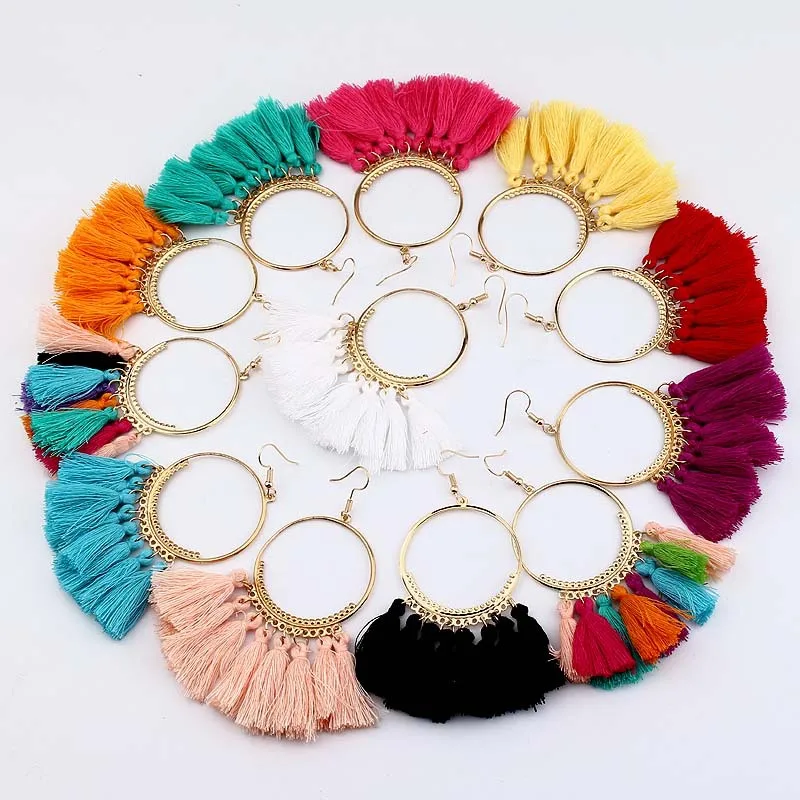 2018 Trendy Handmade Tassel Earrings Black Red Yellow Green Long Dangles Ear Broncos Silk Fringed Jewellery For Women
2018 Trendy Handmade Tassel Earrings Black Red Yellow Green Long Dangles Ear Broncos Silk Fringed Jewellery For Women