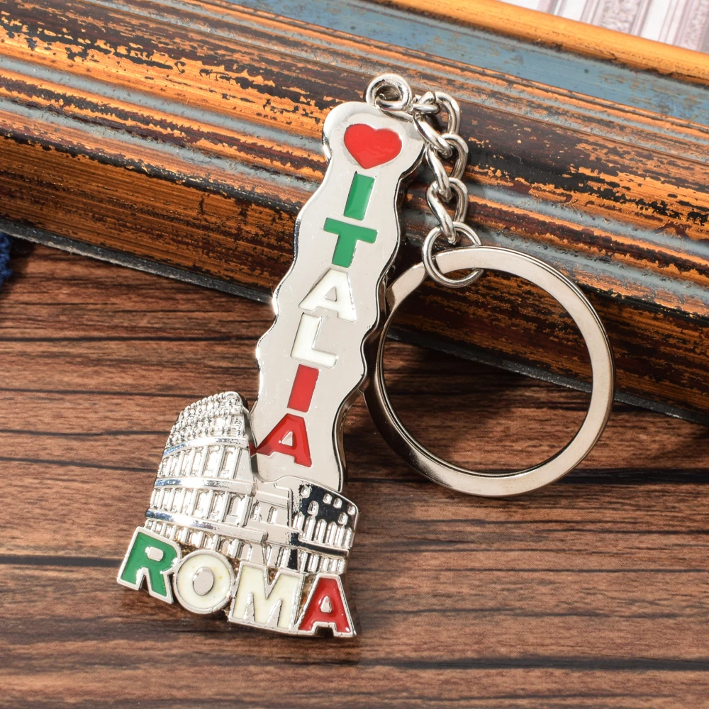 

Vicney Italy Roma Key Chain Rotatable Colosseum Pendant Keychain For Friends Zinc Alloy Italy Travel Souvenir Keyring