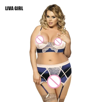 LIVA GIRL Women Sexy Lingerie Hot Navy Bra Set With Beige Lace Overlay 3 Pieces Set Sexy Costumes Exotic Apparel Plus Size 6XL
LIVA GIRL Women Sexy Lingerie Hot Navy Bra Set With Beige Lace Overlay 3 Pieces Set Sexy Costumes Exotic Apparel Plus Size 6XL