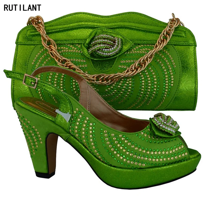 Lemon Green Italian Shoes and Bags To Match Shoes with Bag Set Woman Italian Shoes and Bags Set Nigerian Women Wedding Shoes Bag