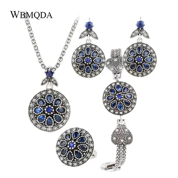 4Pcs/lot Classic Blue Flower Jewelry Sets Vintage Crystal Heart Pentagram Charm Bracelet Necklace Ring Earrings For Women
4Pcs/lot Classic Blue Flower Jewelry Sets Vintage Crystal Heart Pentagram Charm Bracelet Necklace Ring Earrings For Women