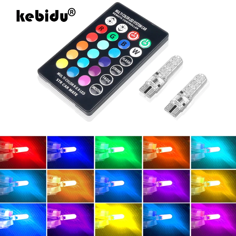 Пульт дистанционного управления kebidu с 2 шт. RGB T10 W5W Led 194 168 5050 6SMD Автомобильная
