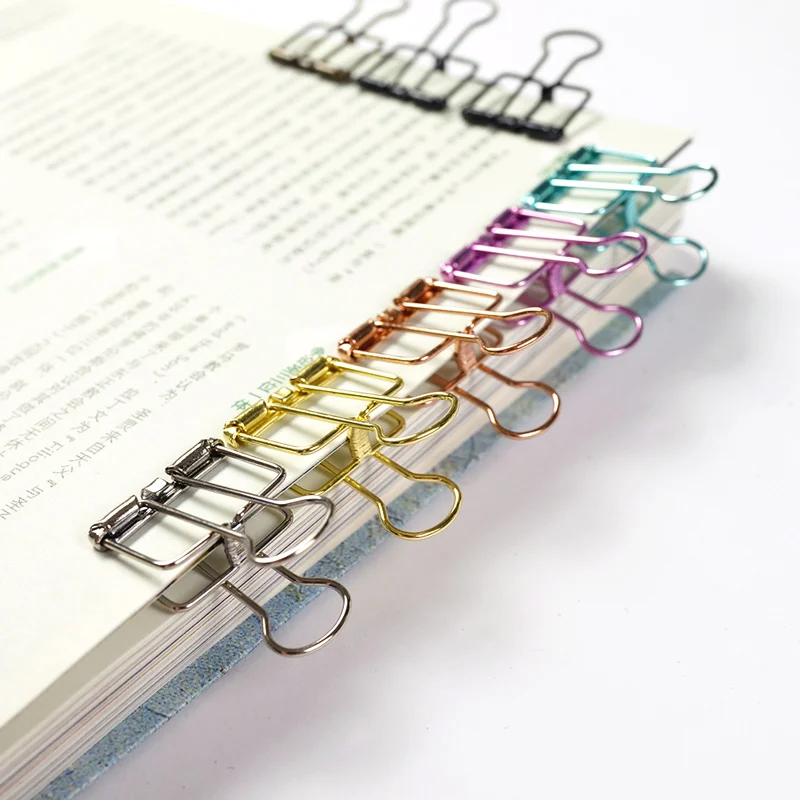 

2pcs/set Simple metal hollow long tail clip creative stationery hand account lovely color office file swallowtail clip folder