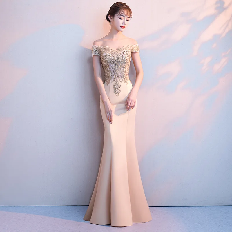 Robe De Soiree Sexy Banquet Elegant Floor Length Mermaid Evening Dress Appliques Beading Prom Gown Bride Long Party Dresses
Robe De Soiree Sexy Banquet Elegant Floor Length Mermaid Evening Dress Appliques Beading Prom Gown Bride Long Party Dresses