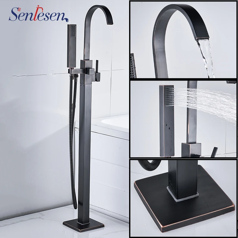 

Senlesen Bathtub Floor Standing Faucet Mixer Single Handle Mixer Tap Waterfall Bath Shower Faucet Mixer Tap Tub Shower