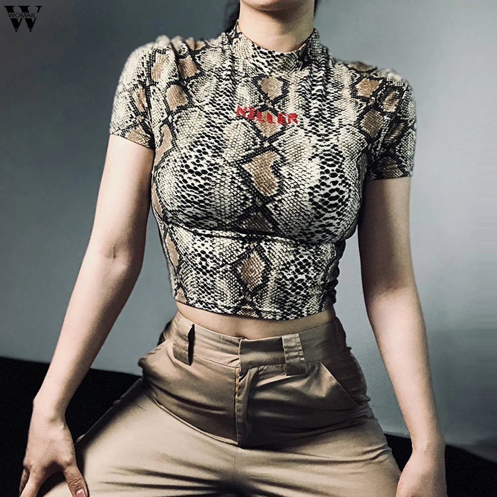 Fashion Women T Shirt O-Neck Short Sleeve Snake Striped Print Short Crop Top T-shirt Womens Long Sleeve Tops Tee Shirt Femme 6
Fashion Women T Shirt O-Neck Short Sleeve Snake Striped Print Short Crop Top T-shirt Womens Long Sleeve Tops Tee Shirt Femme 6
