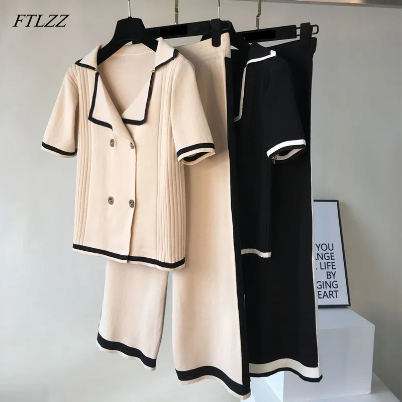 FTLZZ Women Knit Two Pieces Suits Buttons Tops Loose Pants Sets Turn-down Collar Double Breasted Tops Wide Leg Trousers Suits
FTLZZ Women Knit Two Pieces Suits Buttons Tops Loose Pants Sets Turn-down Collar Double Breasted Tops Wide Leg Trousers Suits