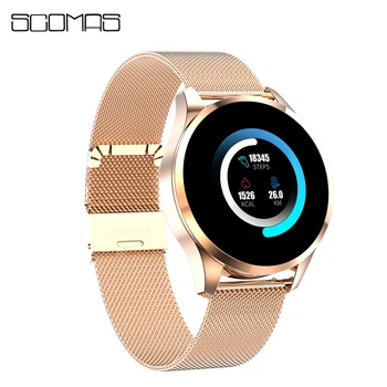 

SCOMAS Q9 Updated Smart Watch Men Women 1.3"IPS Blood Pressure Heart Rate Monitor Message Call reminder Waterproof Smartwatch