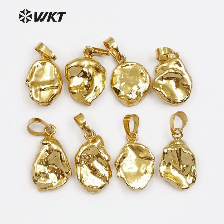 

WT-P1409 WKT New design Baroque pearl pendant with full gold color plated random shape exclusive jewelry wholesale 10pcs/lot