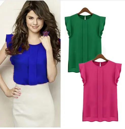Women Blouses Summer Short Sleeve Chiffon O-neck Ruffled Pleated Sleeve Chiffon Shirt Top Women Tee Tops
Women Blouses Summer Short Sleeve Chiffon O-neck Ruffled Pleated Sleeve Chiffon Shirt Top Women Tee Tops