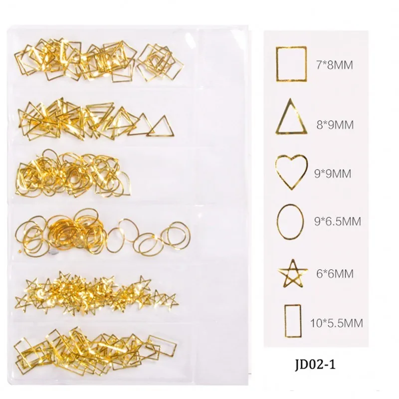 1 Pack Gold Metallic Mix Multi-shaped Studs Frames Roud/ Heart/ Triangle Alloy Rivets Nail Art Studs Gems DIY Decorations JD-02
1 Pack Gold Metallic Mix Multi-shaped Studs Frames Roud/ Heart/ Triangle Alloy Rivets Nail Art Studs Gems DIY Decorations JD-02