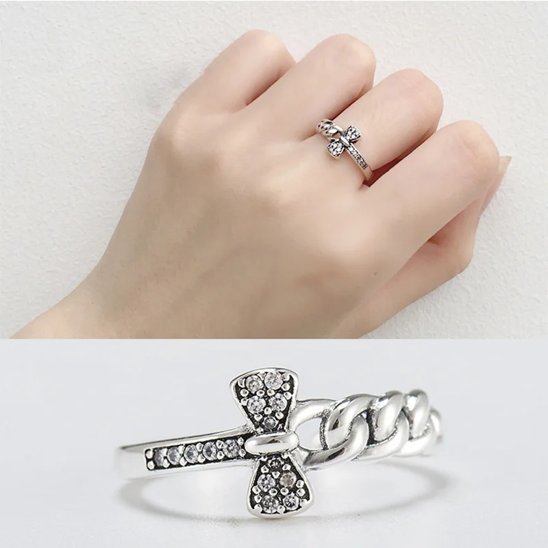 Genuine 925 Sterling Silver Rings for Women Half Chain Link Bowknot Cubic Zirconia Open Adjustable Ring Vintage Jewelry for Girl
Genuine 925 Sterling Silver Rings for Women Half Chain Link Bowknot Cubic Zirconia Open Adjustable Ring Vintage Jewelry for Girl