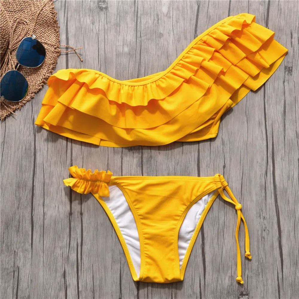 One Shouder Push Up Swimwear Women Swimsuit Two Piece Sexy Ruffle Bikini Set Solid Swim Suit Bandeau Bathing Suit Beachwear
One Shouder Push Up Swimwear Women Swimsuit Two Piece Sexy Ruffle Bikini Set Solid Swim Suit Bandeau Bathing Suit Beachwear