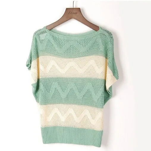 2016 Spring summer short-sleeve loose plus size cutout sweaters shirt stripe batwing shirt women's shirts blusas
2016 Spring summer short-sleeve loose plus size cutout sweaters shirt stripe batwing shirt women's shirts blusas